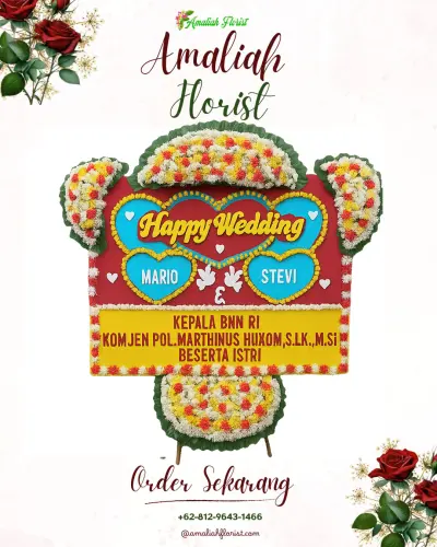 Karangan Papan Bunga Pernikahan di Bubunan